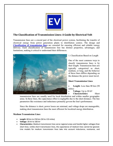 The Classification of Transmission Lines A Guide by Electrical Volt