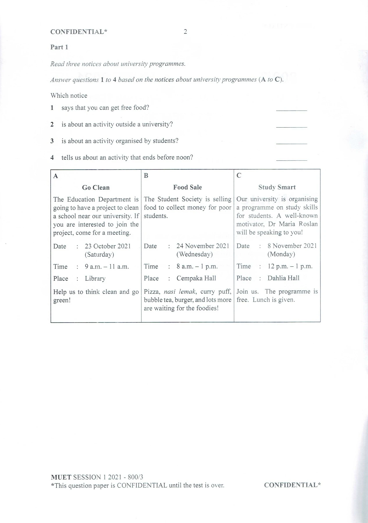 MUET (PAPER 3 READING)