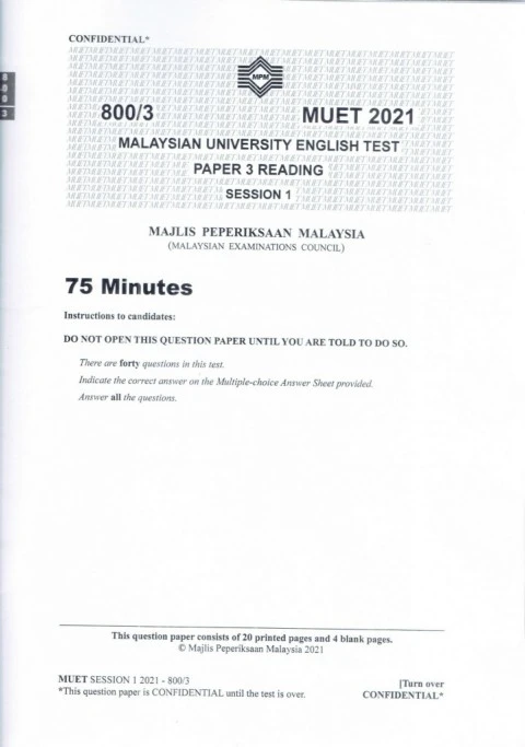 MUET (PAPER 3 READING)
