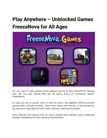 Play Anywhere – Unblocked Games FreezeNova for All Ages