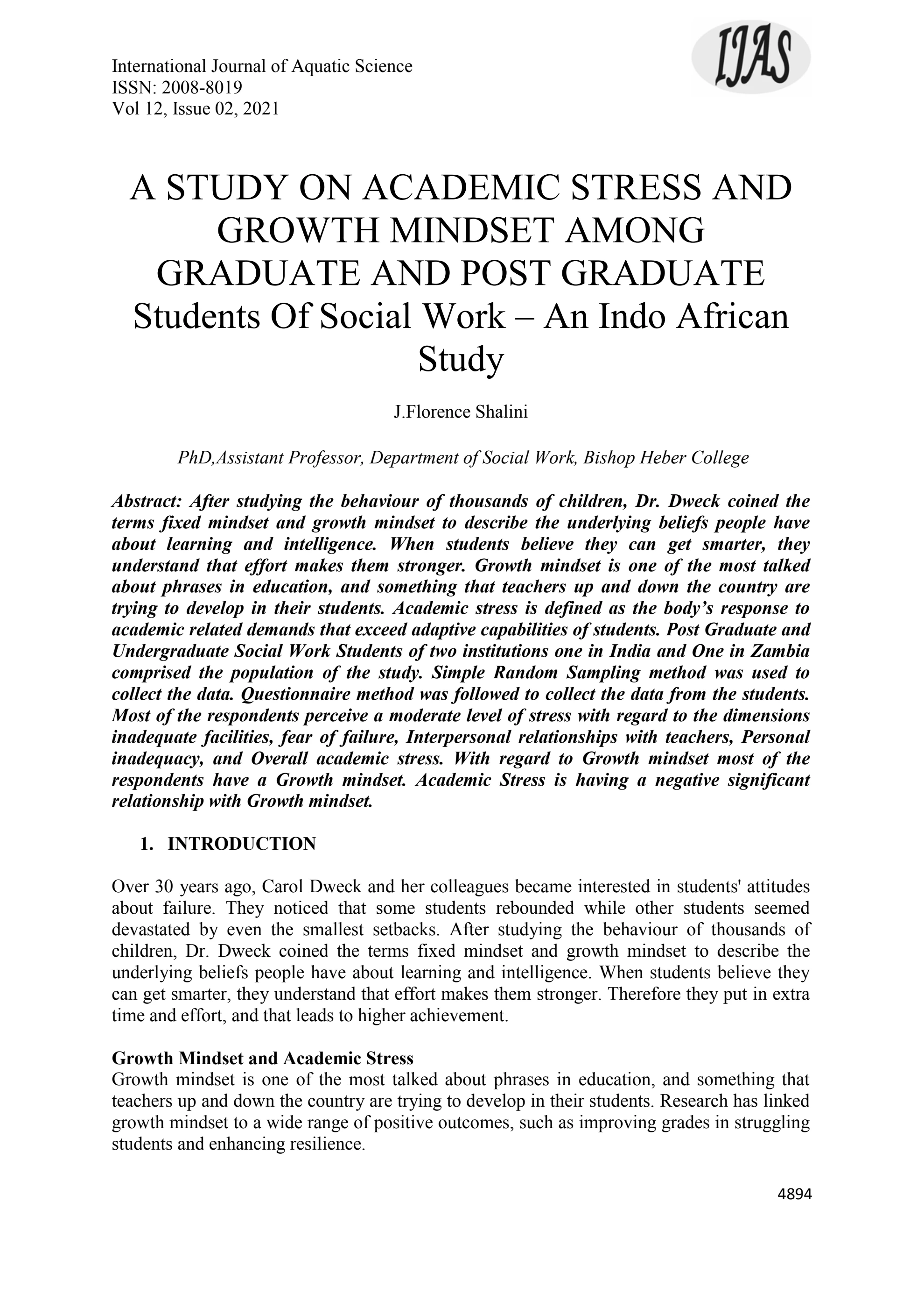 Ijas Abstract IJAS_Volume 12_Issue 2_Pages 4894-4908