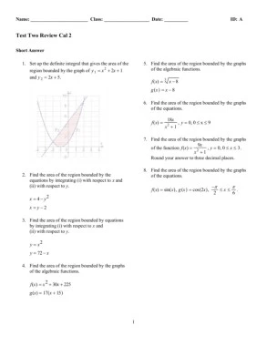 Test Two Review Cal 2 - Houston Community College