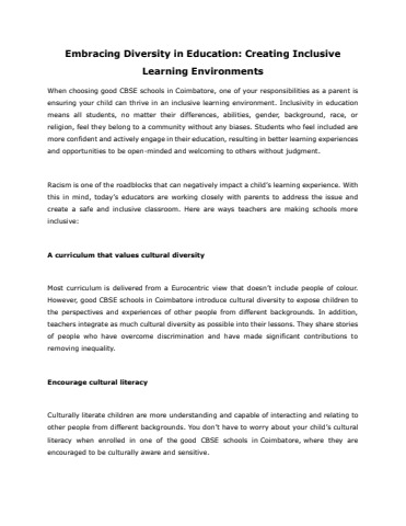 Embracing Diversity in Education- Creating Inclusive Learning ...