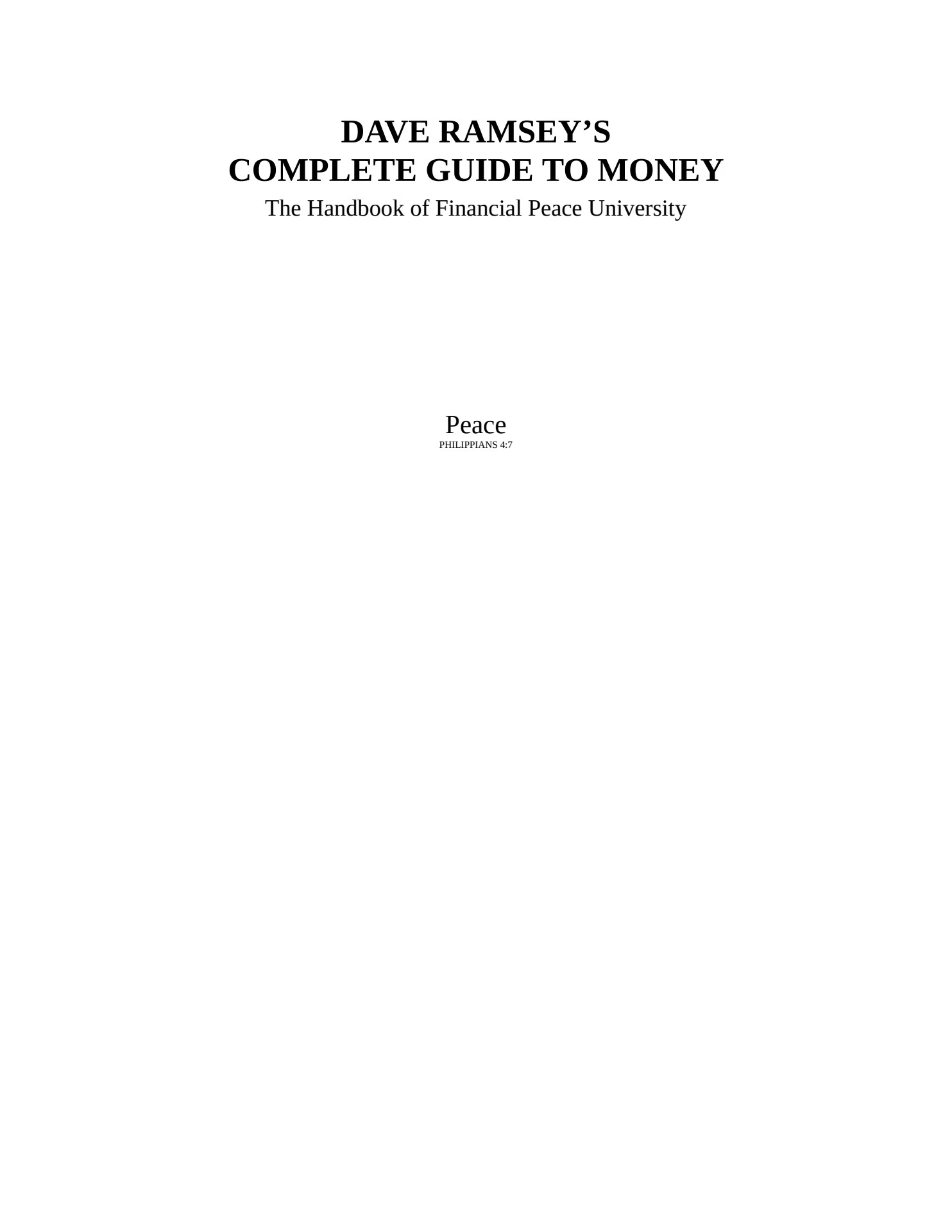 Complete Guide To Money - Dave Ramsey