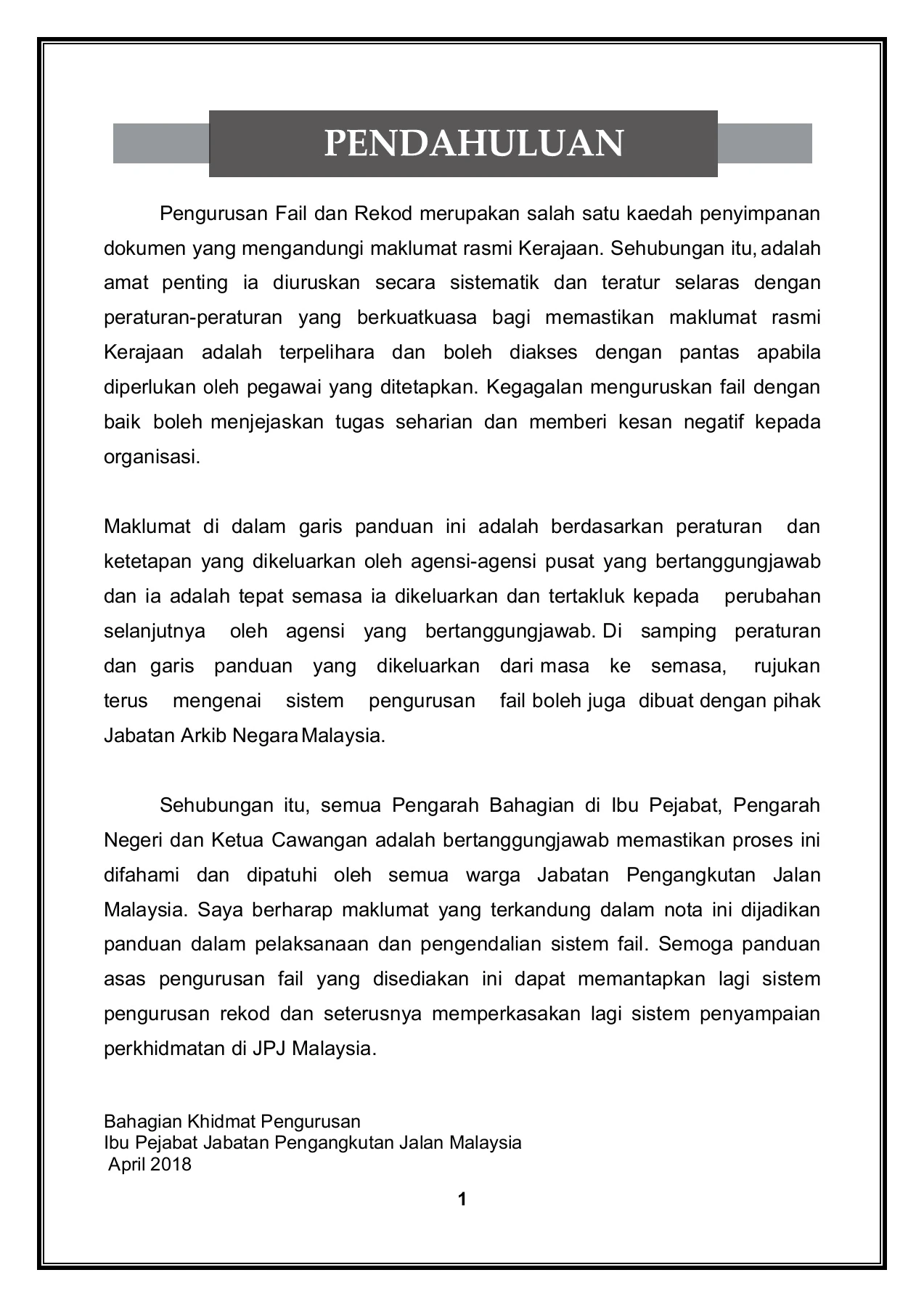 Panduan Asas Pengurusan Rekod & Fail Jabatan