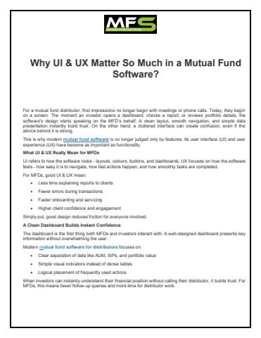Why UI & UX Matter So Much in a Mutual Fund Software