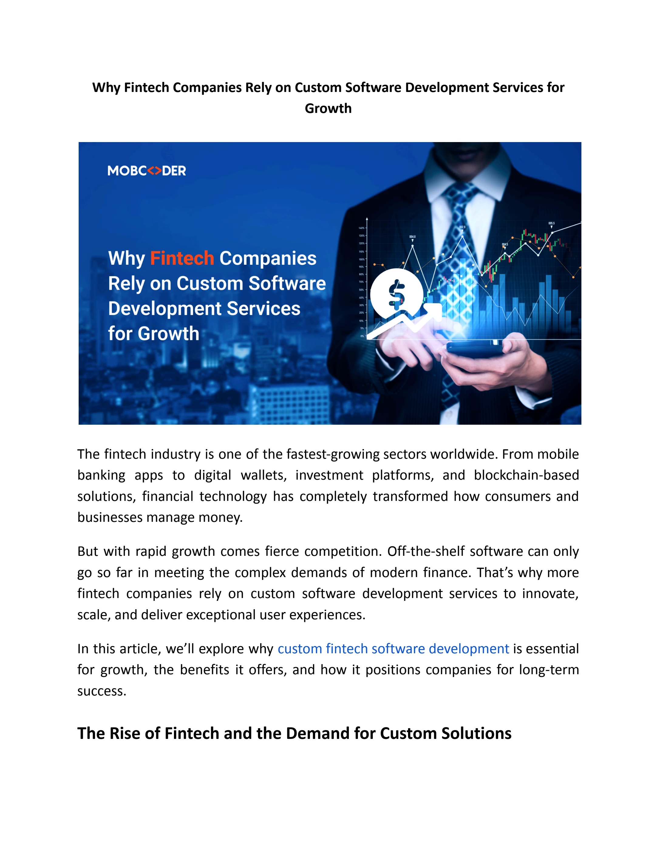 Why Fintech Companies Rely on Custom Software Development Services for ...