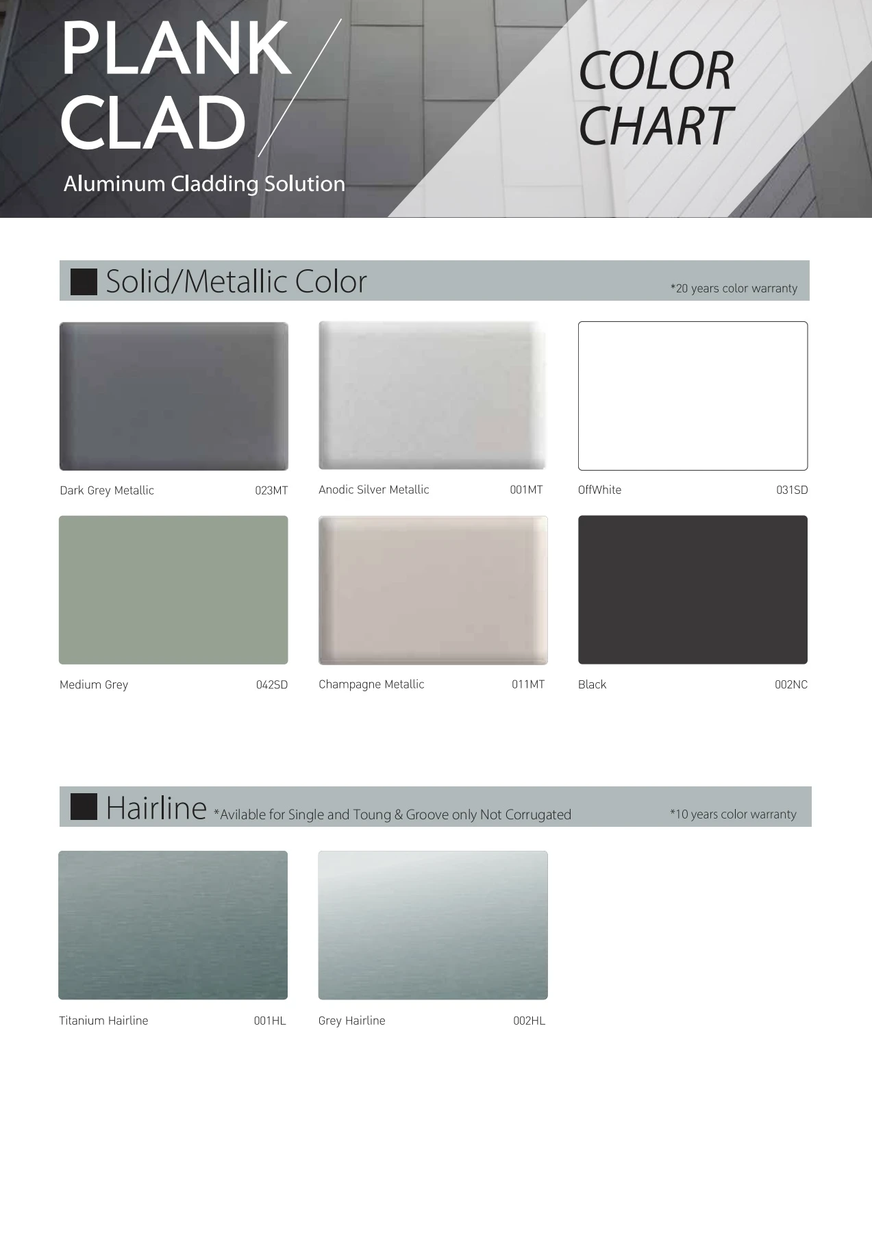 Formplex Cladding Color Chart Color Chart Plank Clad