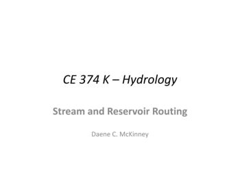 Stream and Reservoir Routing - UT Austin CAEE - Guset User Flip PDF ...