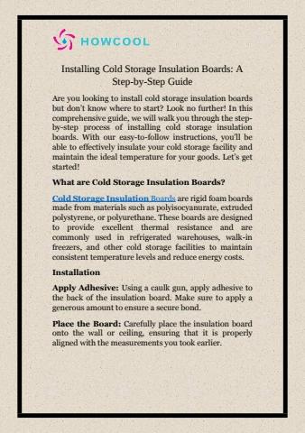 Installing Cold Storage Insulation Boards: A Step-by-Step Guide ...