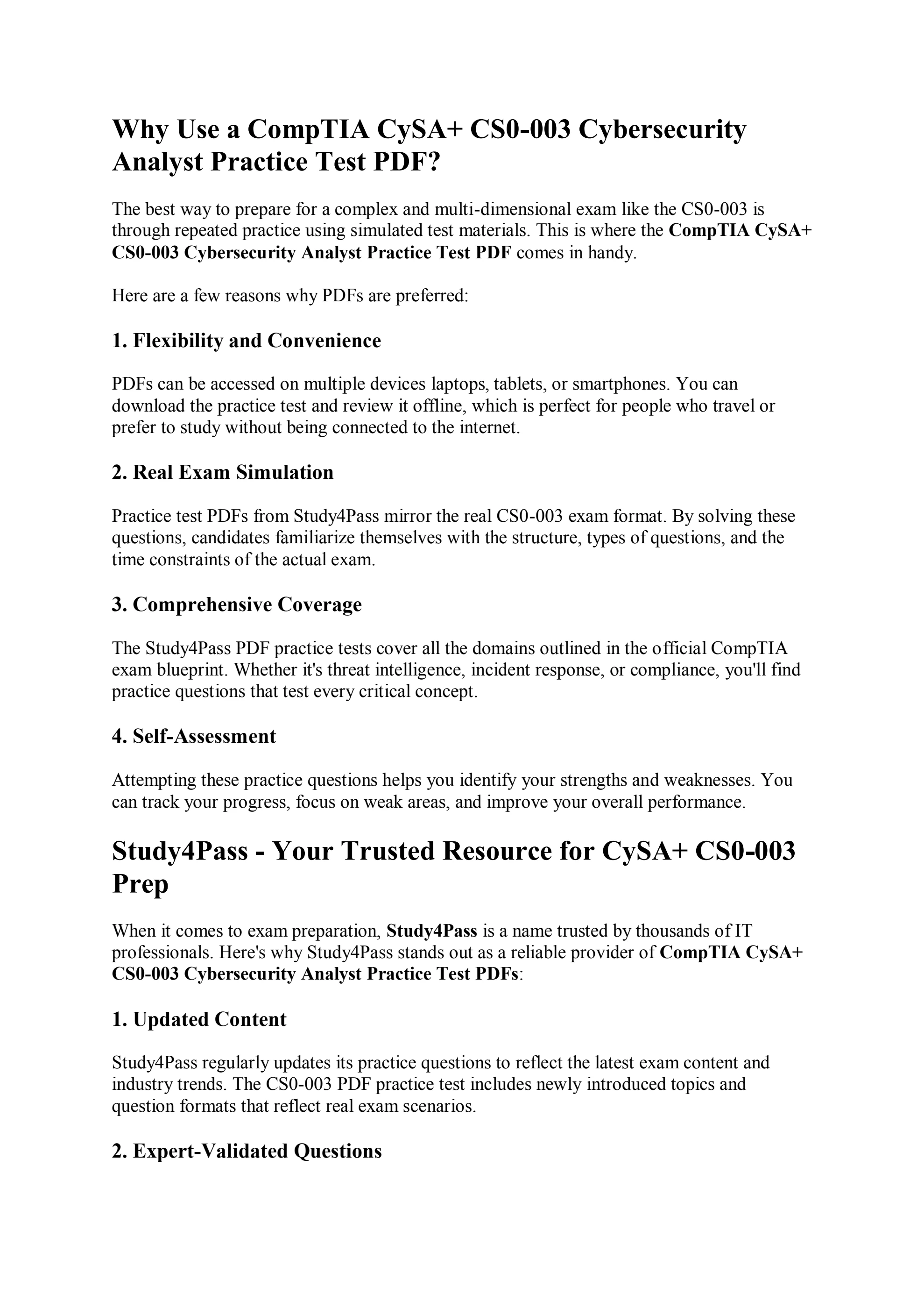 Study4Pass CS0-003 Practice Test PDF