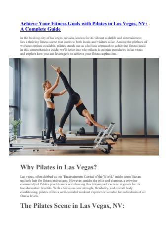 Achieve Your Fitness Goals with Pilates in Las Vegas, NV- A Complete