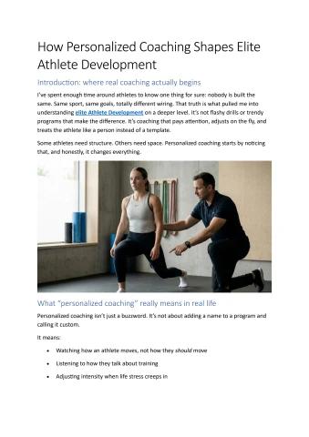 How Personalized Coaching Shapes Elite Athlete Development