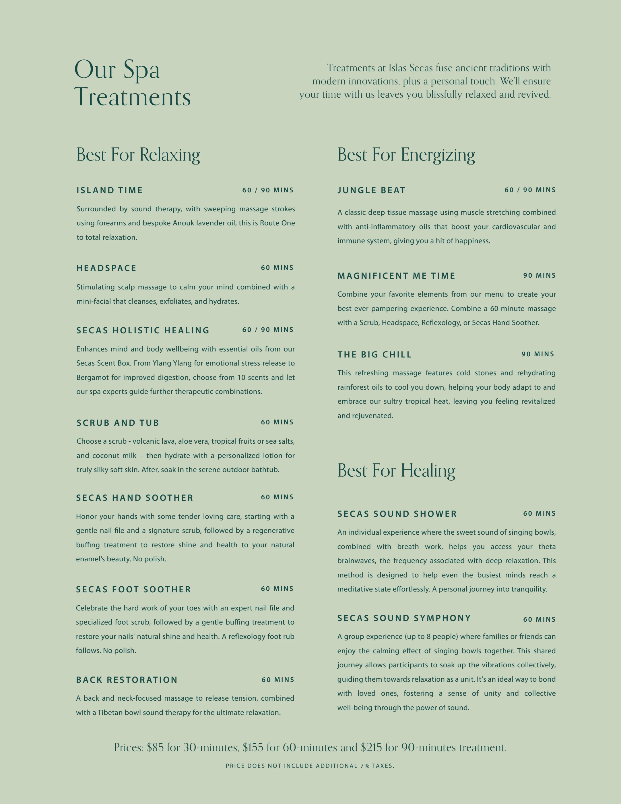 SPA MENU