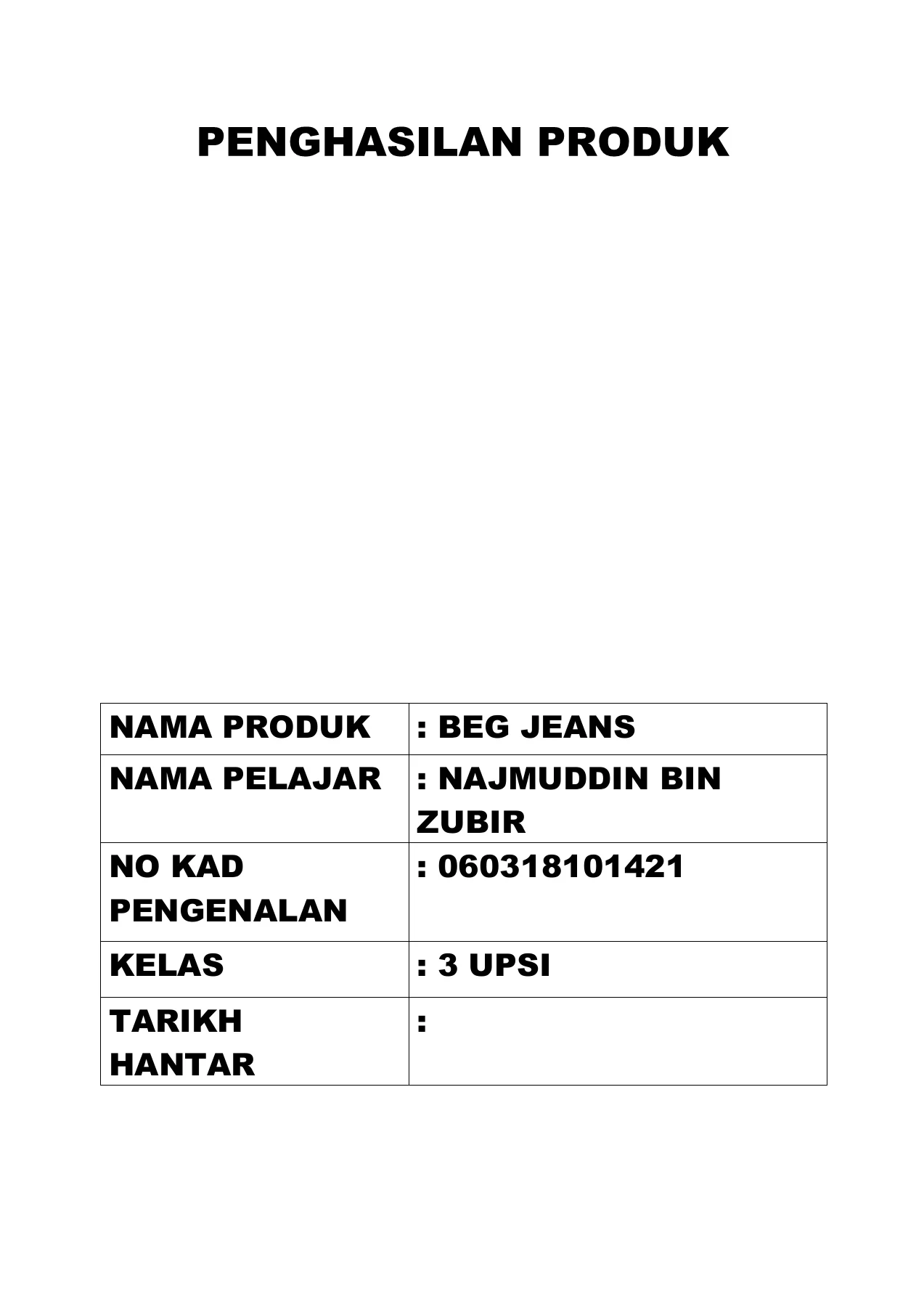 Produk Rbt DOKUMENTASI RBT TINGKATAN 3