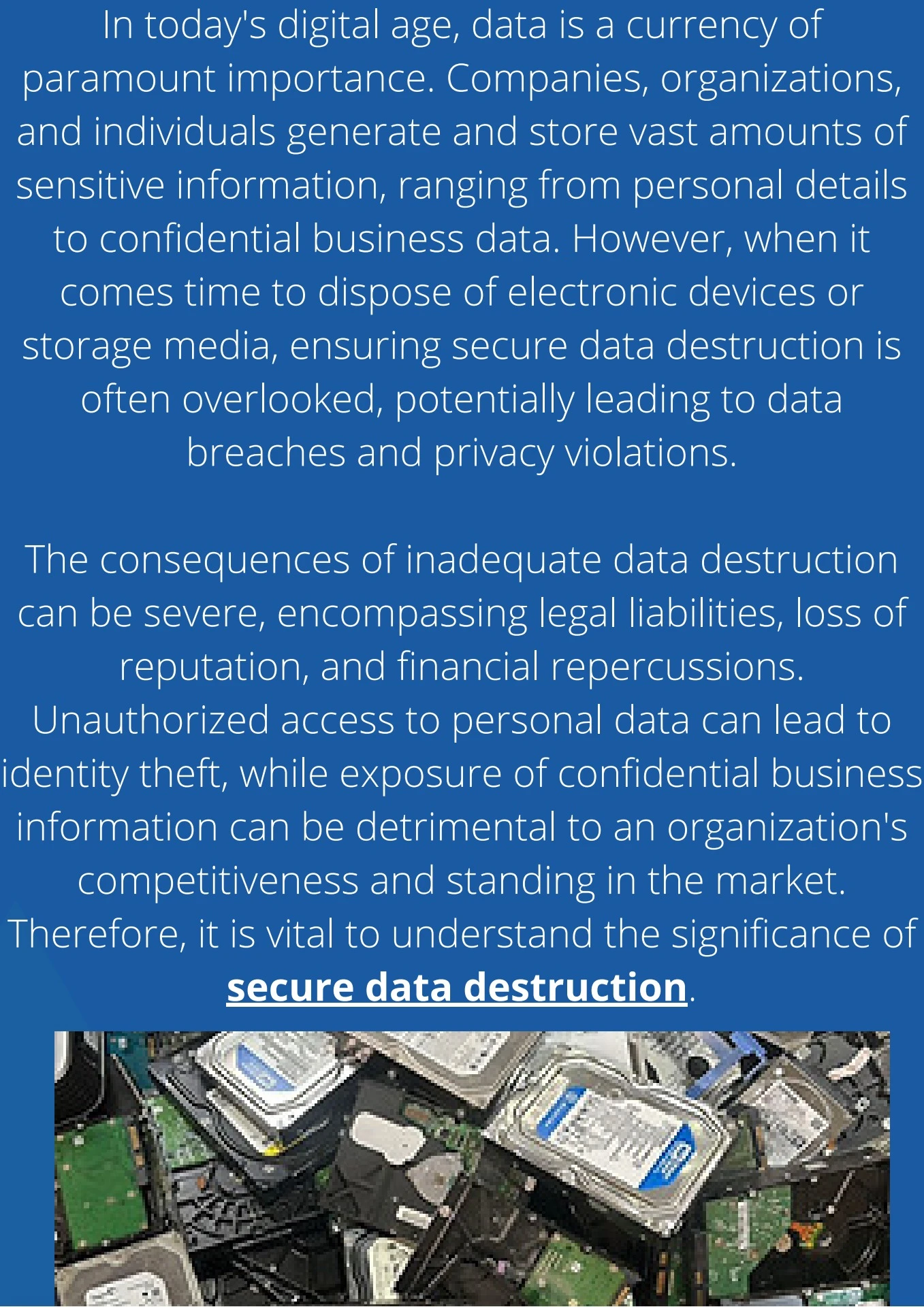 Secure Data Destruction Services - Ensuring Your Sensitive Information