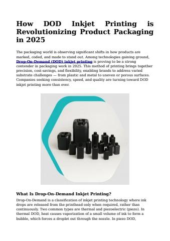 How DOD Inkjet Printing is Revolutionizing Product Packaging in 2025