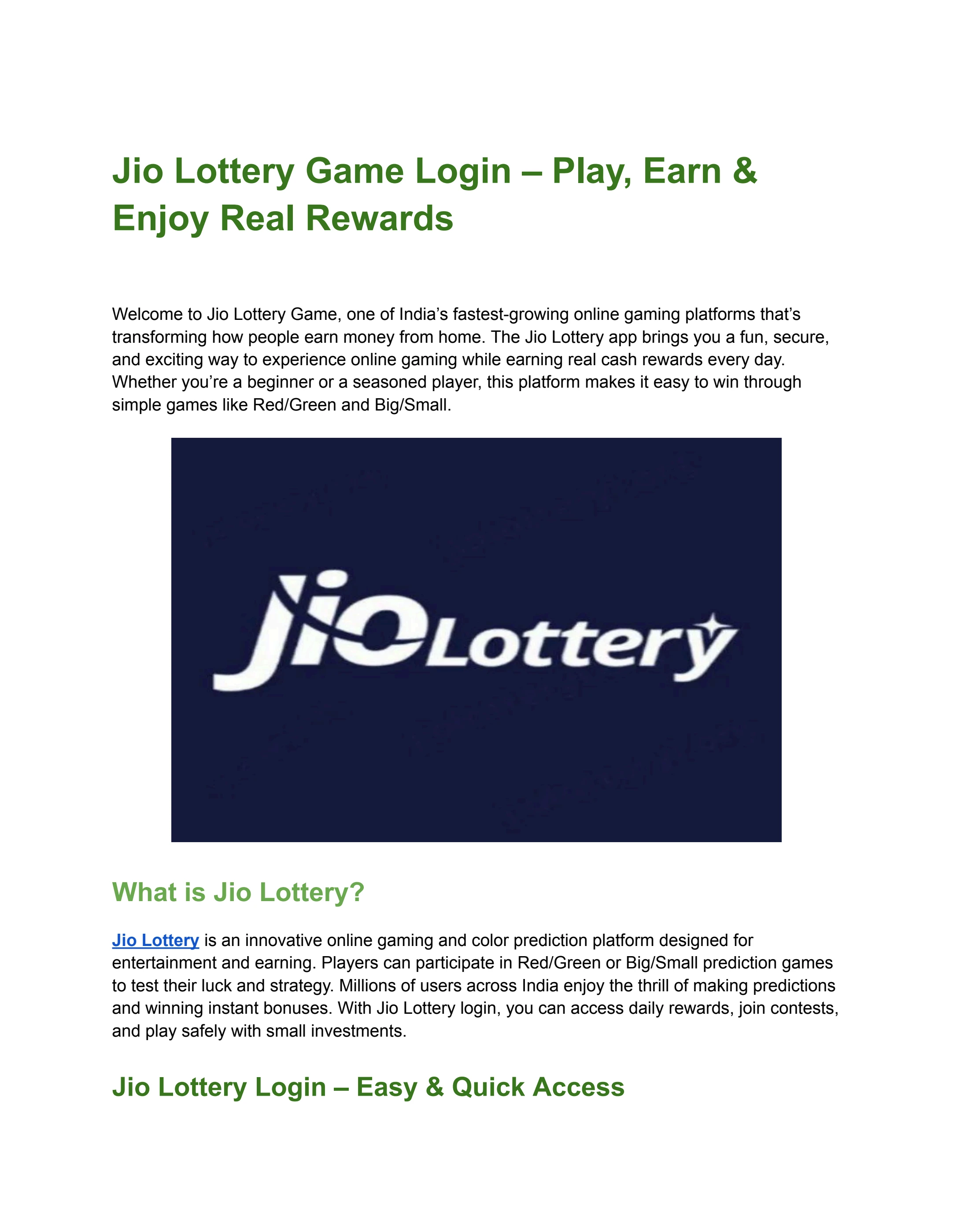 Jio Lottery Game Login – Play, Earn & Enjoy Real Rewards - Flip eBook Pages  1-3 | AnyFlip
