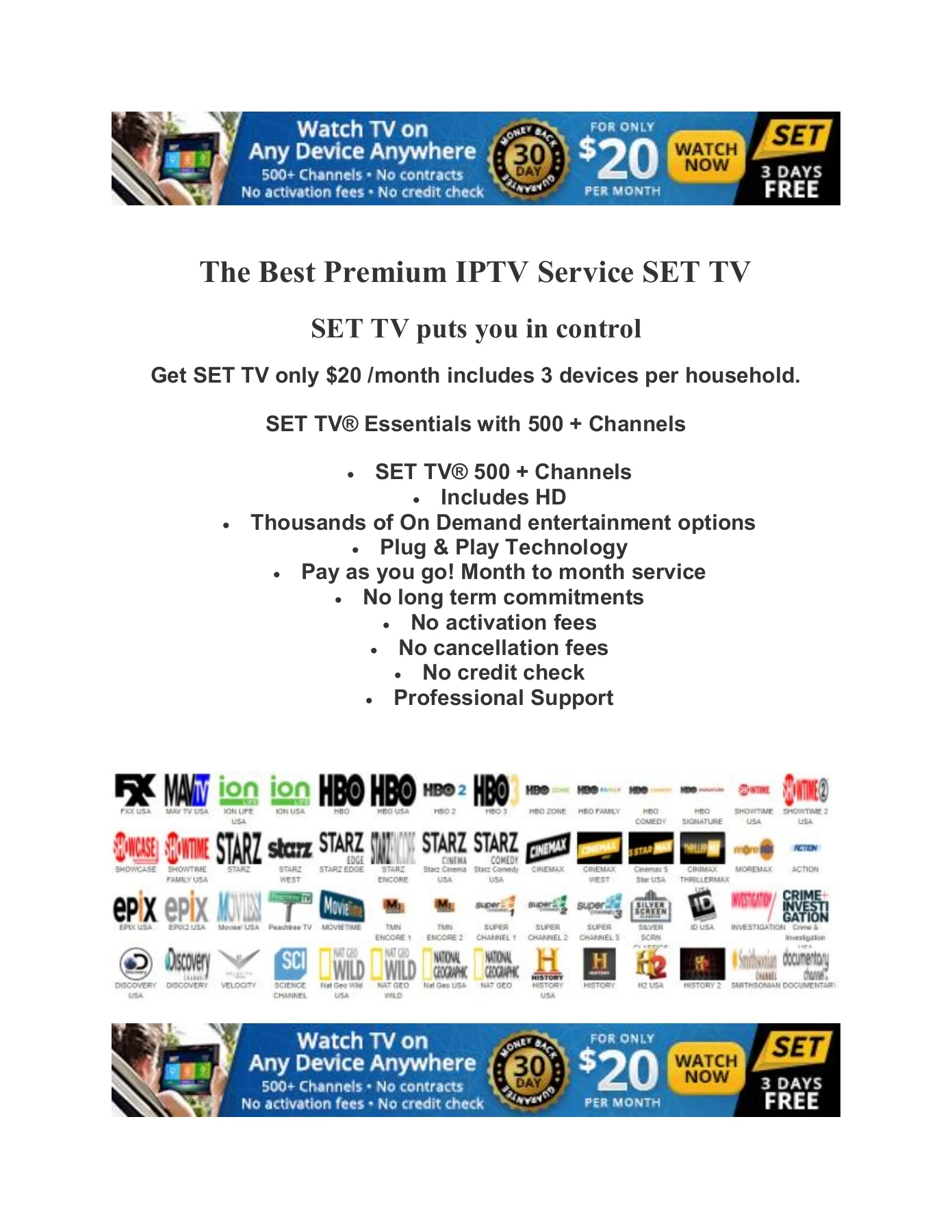 The Best Premium IPTV Service SET TV