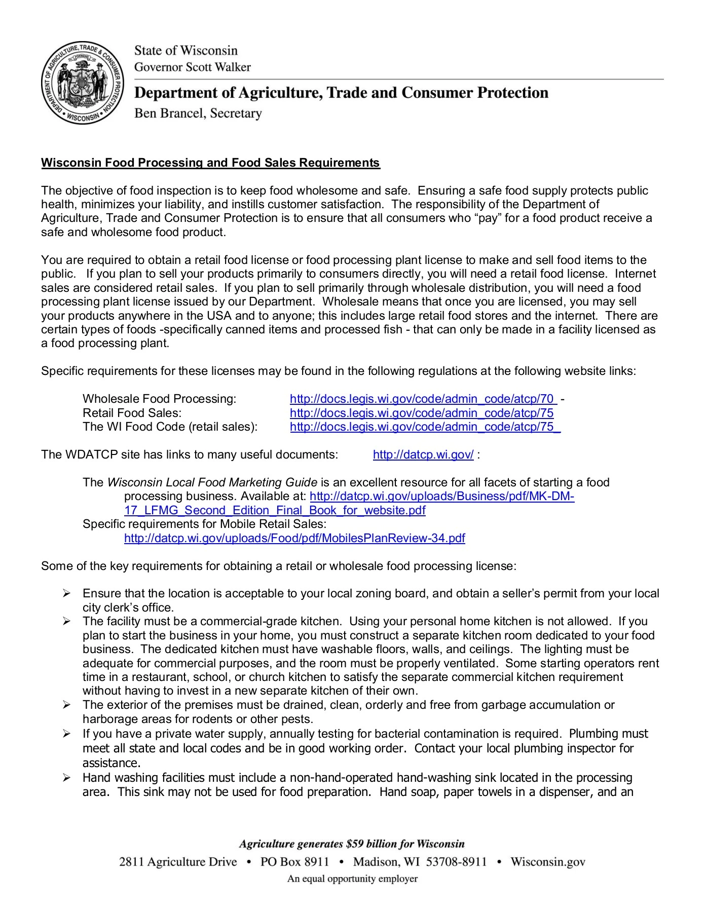 Wisconsin Code Requirements meet all state and local codes and be in good working ...