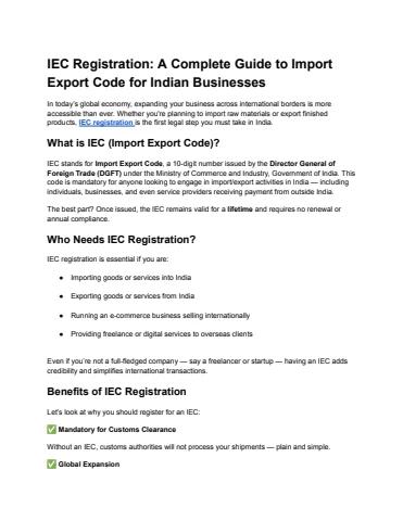 IEC Registration: A Complete Guide to Import Export Code for Indian ...
