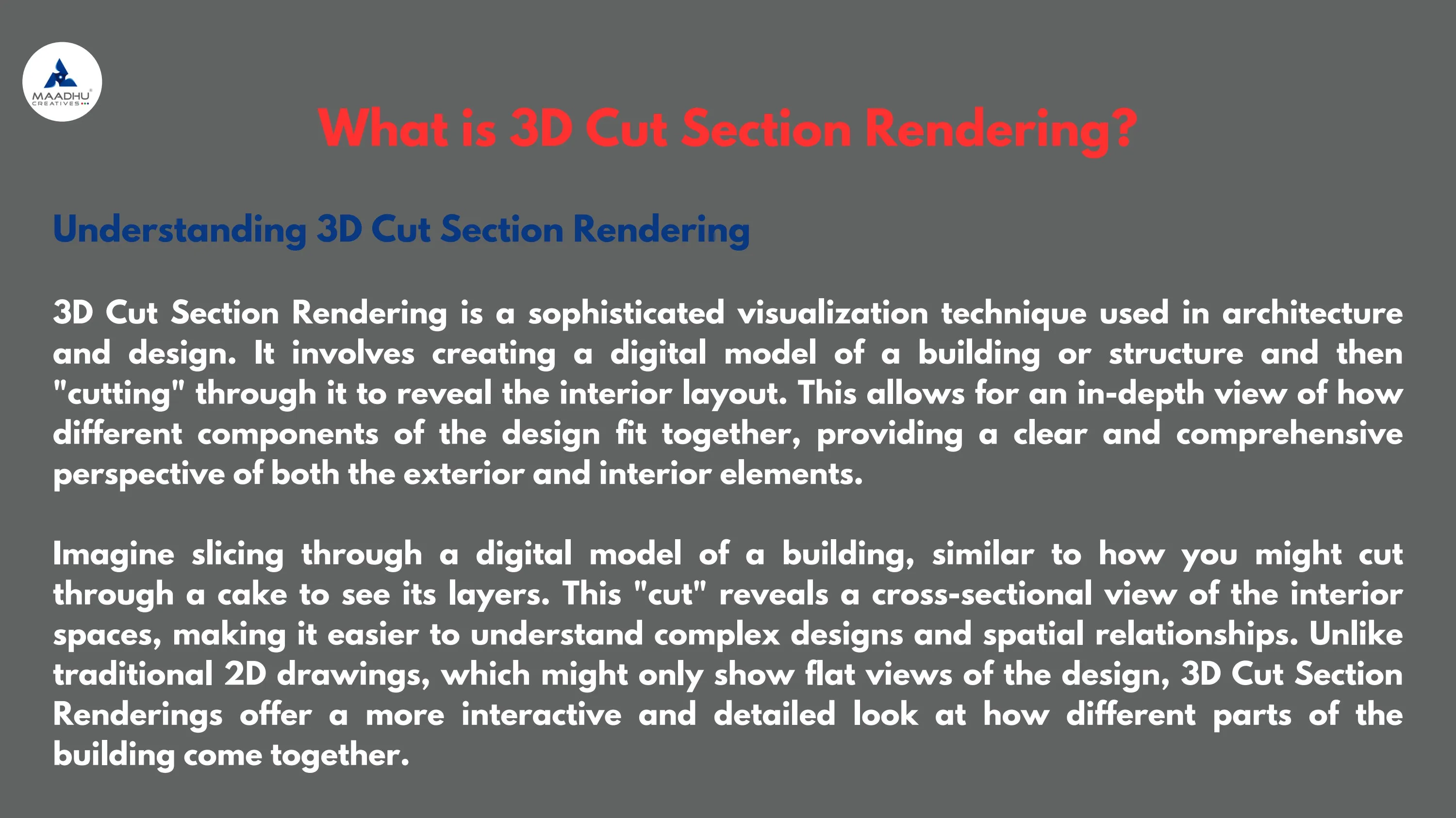 Elevate Your Projects with 3D Cut Section Rendering by Maadhu Creatives
