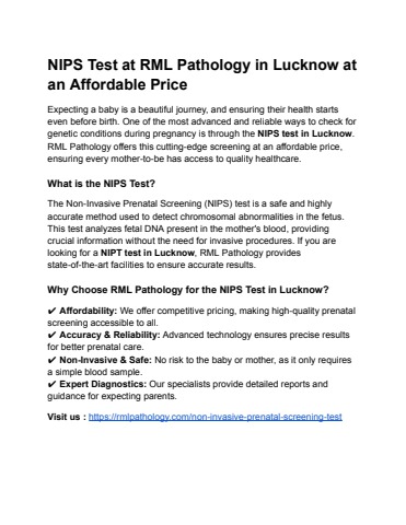 NIPS test at RML Pathology in Lucknow at affordable price - RML ...