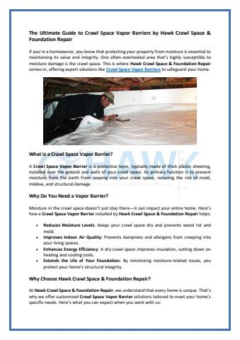 The Ultimate Guide to Crawl Space Vapor Barriers by Hawk Crawl Space ...