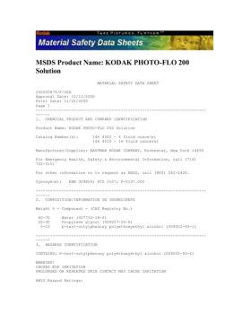 MSDS Product Name: KODAK PHOTO-FLO 200 Solution - Guset User Flip PDF ...
