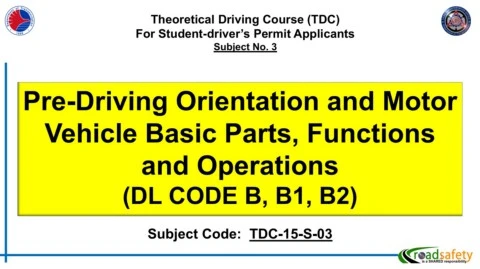 Pre-Driving Orientation and Motor Vehicle Basic Parts, Functions and ...