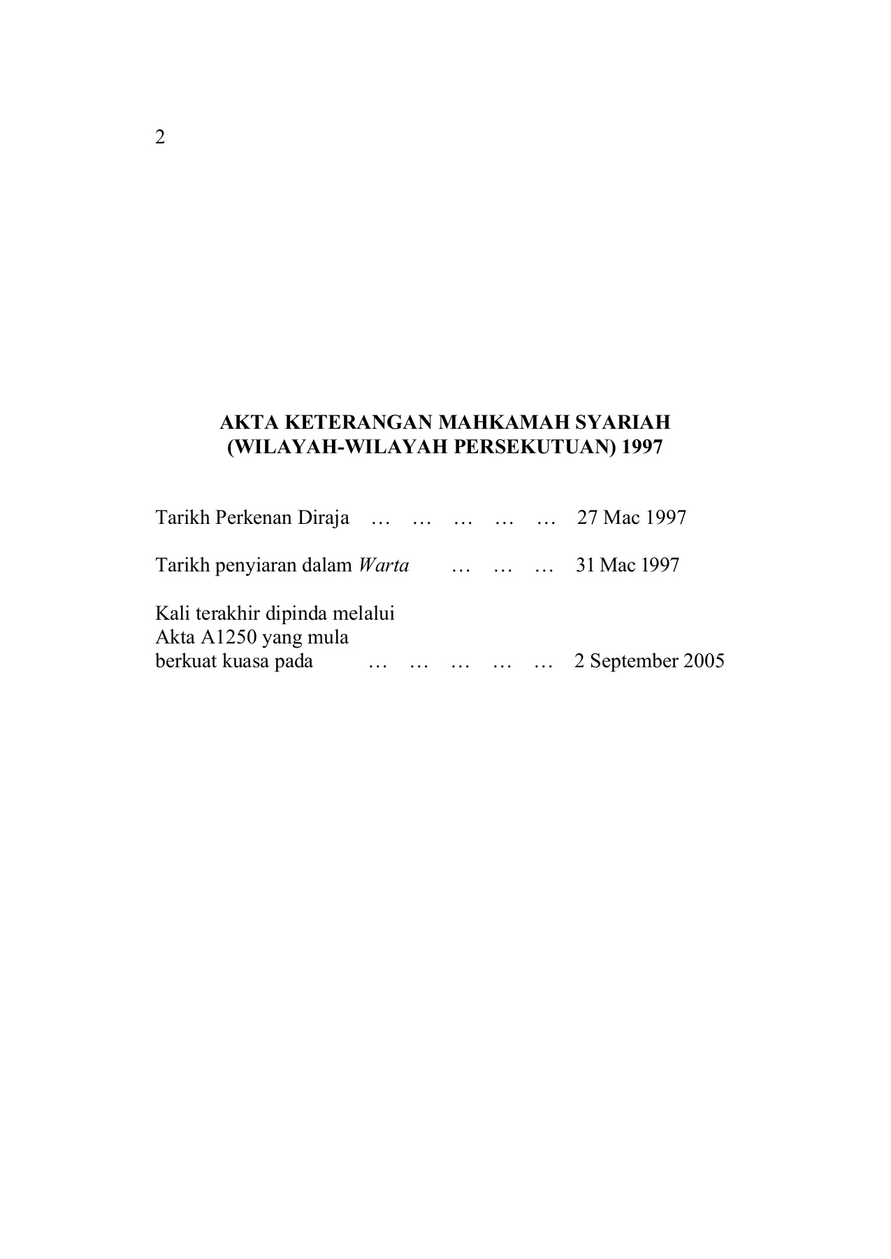 Akta 561 Akta Keterangan Mahkamah Syariah Wilayah Wilayah Persekutuan 1997 Flip Ebook Pages 1 50 Anyflip Anyflip