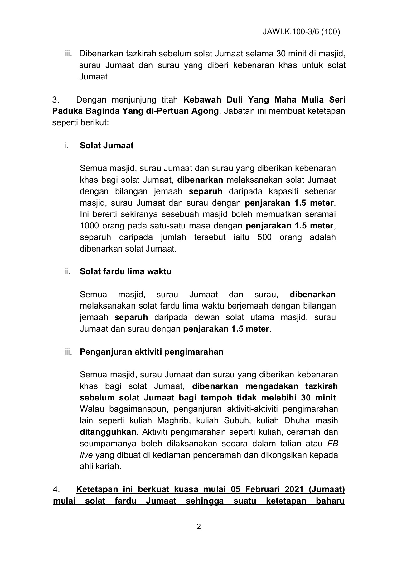 Ketetapan Baharu Bagi Pelaksanaan Solat Jumaat Dan Solat Fardu Lima Waktu Dl Masjid Surau Jumaat Dan Surau Wilayah Wilayah Persekutuan Flip Ebook Pages 1 7 Anyflip Anyflip