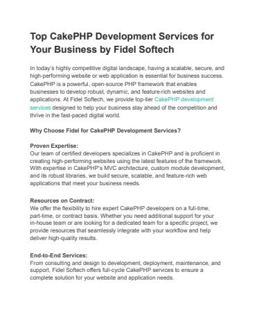 Top CakePHP Development Services for Your Business by Fidel Softech ...
