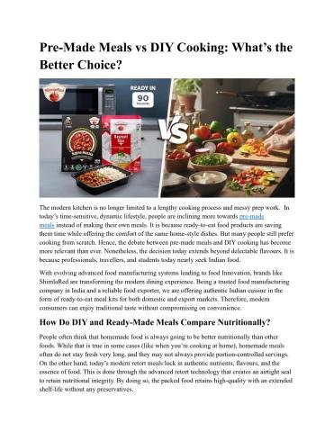Pre Cooked Food Examples Pre-Made Meals