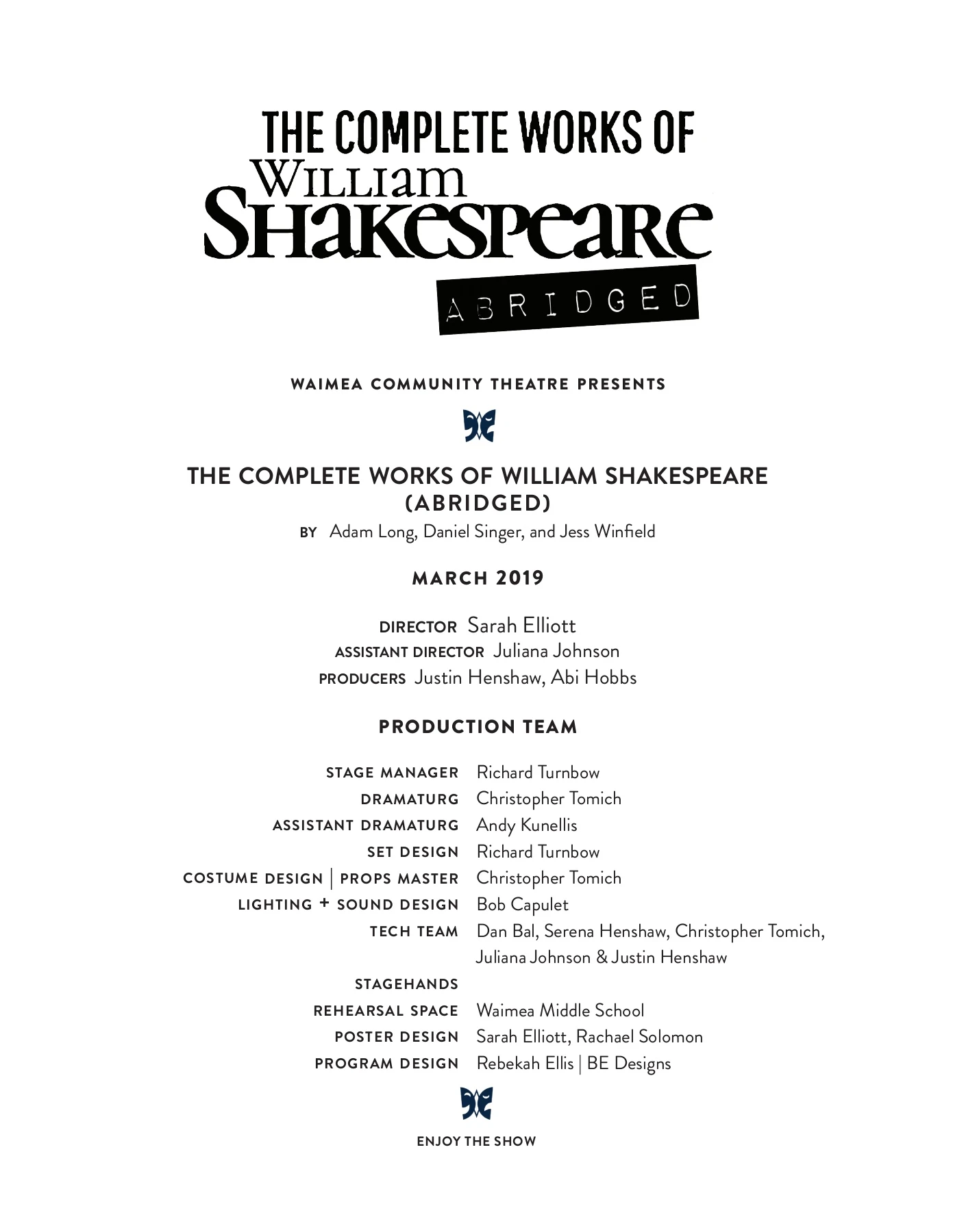 Shakespeare Rocks Program Cover Shakespeare Program