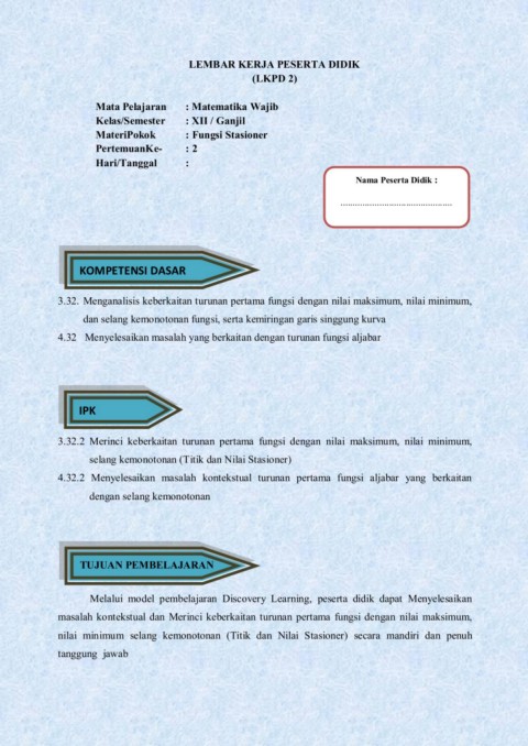 Lkpd Materi Fungsi Stasioner Flip Ebook Pages 1 13 Anyflip Anyflip