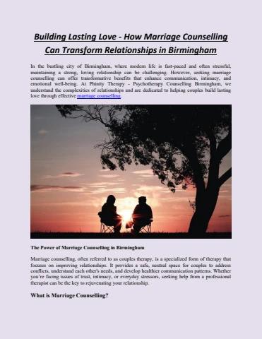 Building Lasting Love - How Marriage Counselling Can Transform ...