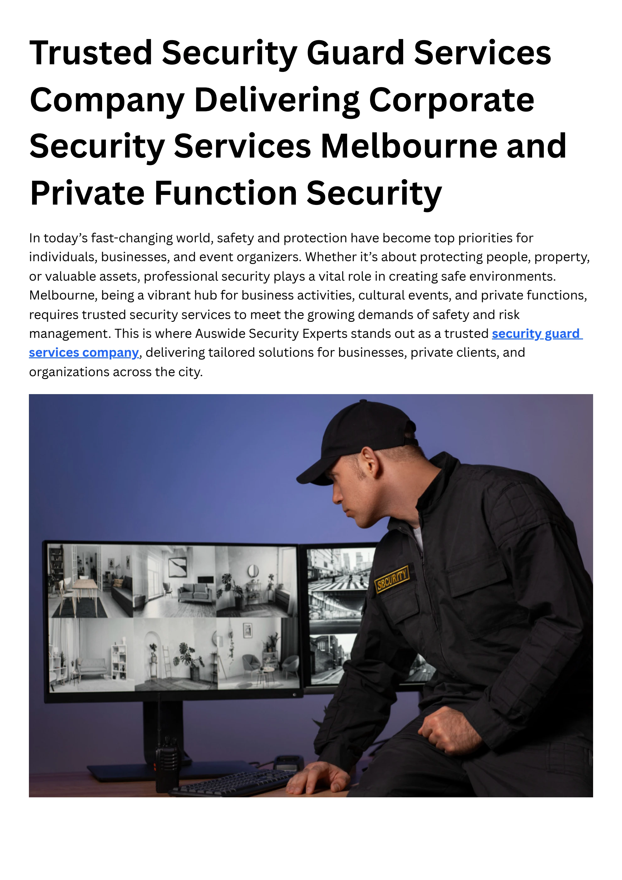 Trusted Security Guard Services Company Delivering Corporate Security ...