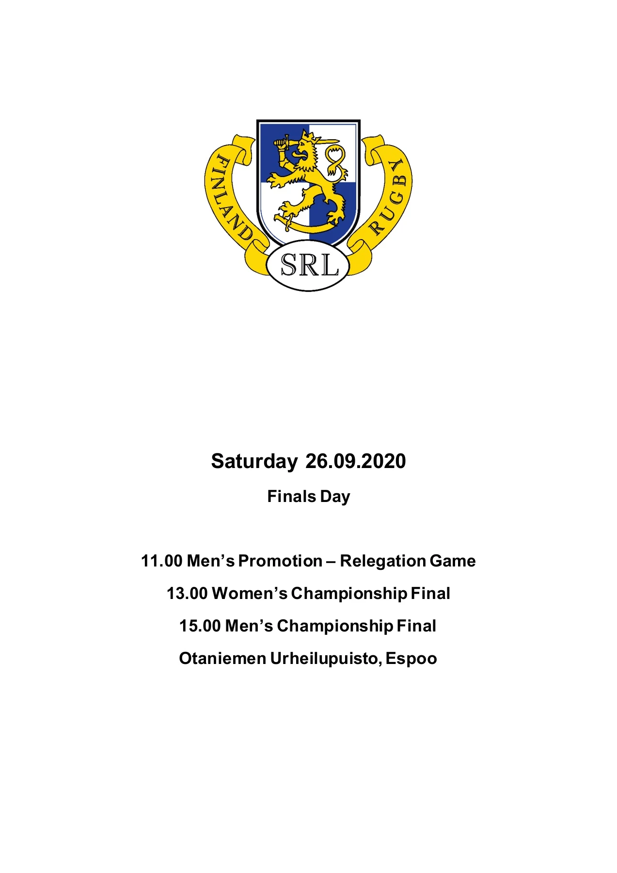 Match Day Program Match Day Program 26.09.2020