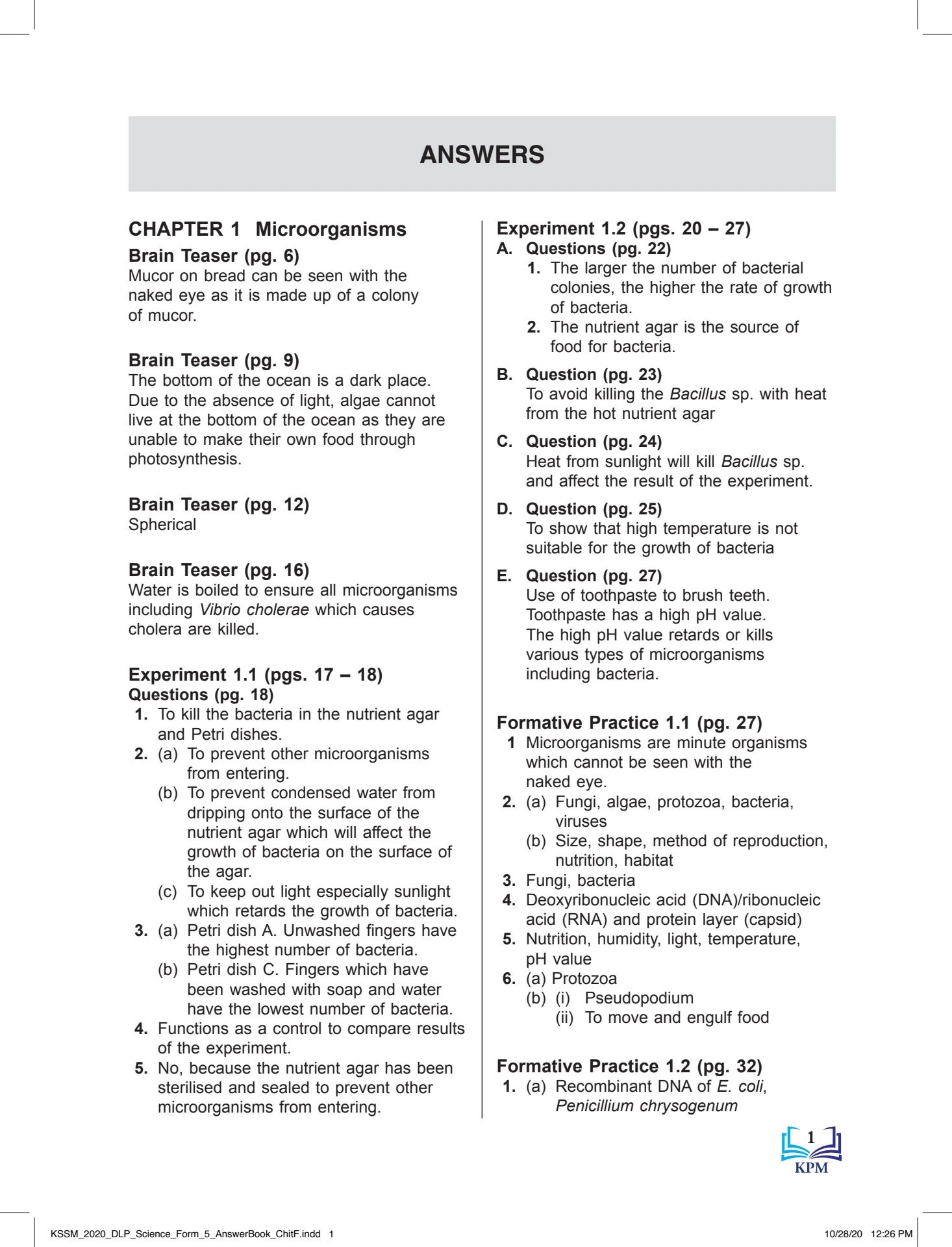 Full Answer KSSM DLP Science Form 5