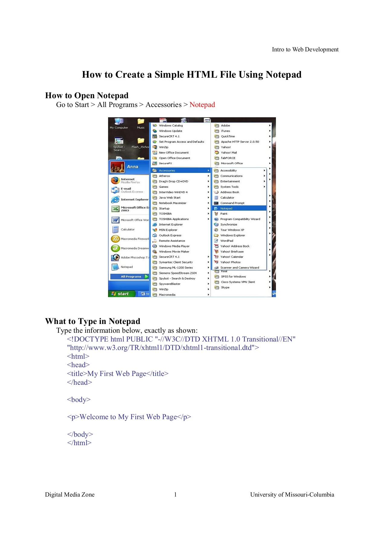 How to Create a Simple HTML File Using Notepad