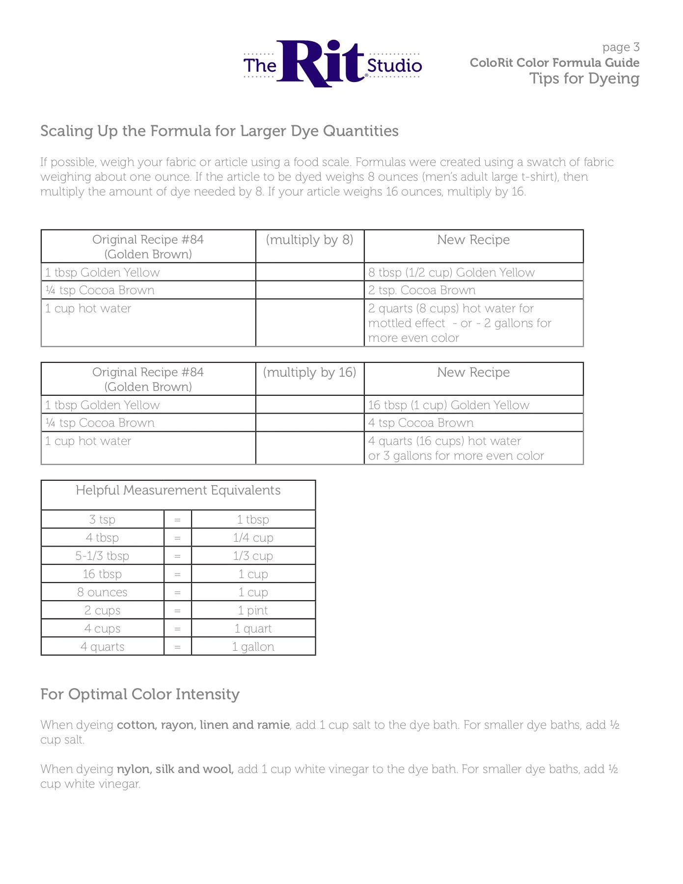 ColoRit Color Formula Guide - The Rit Studio