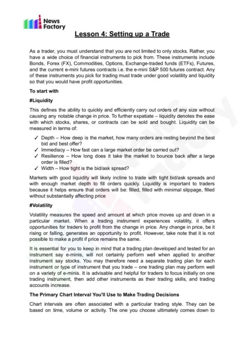 Advanced Stock Market Trading - Level 1_4. Setting up a Trade