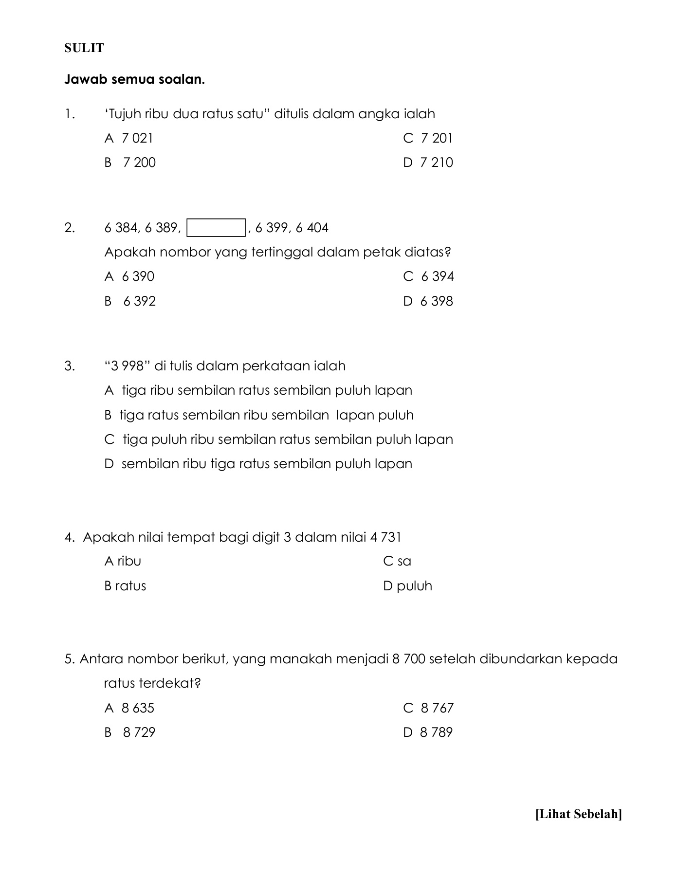 Peperiksaan Pertengahan Tahun Matematik Tahun 6 Pendidikan Khas Membalik Buku Halaman 1 8 Anyflip