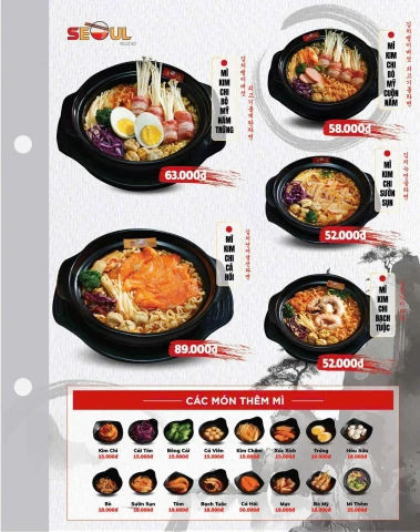 THỰC ĐƠN MÌ CAY SEOUL RẠCH GIÁ ĐA DẠNG MÓN ĂN HẤP DẪN