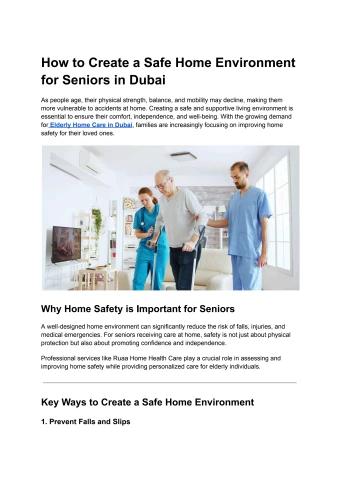 How to Create a Safe Home Environment for Seniors in Dubai