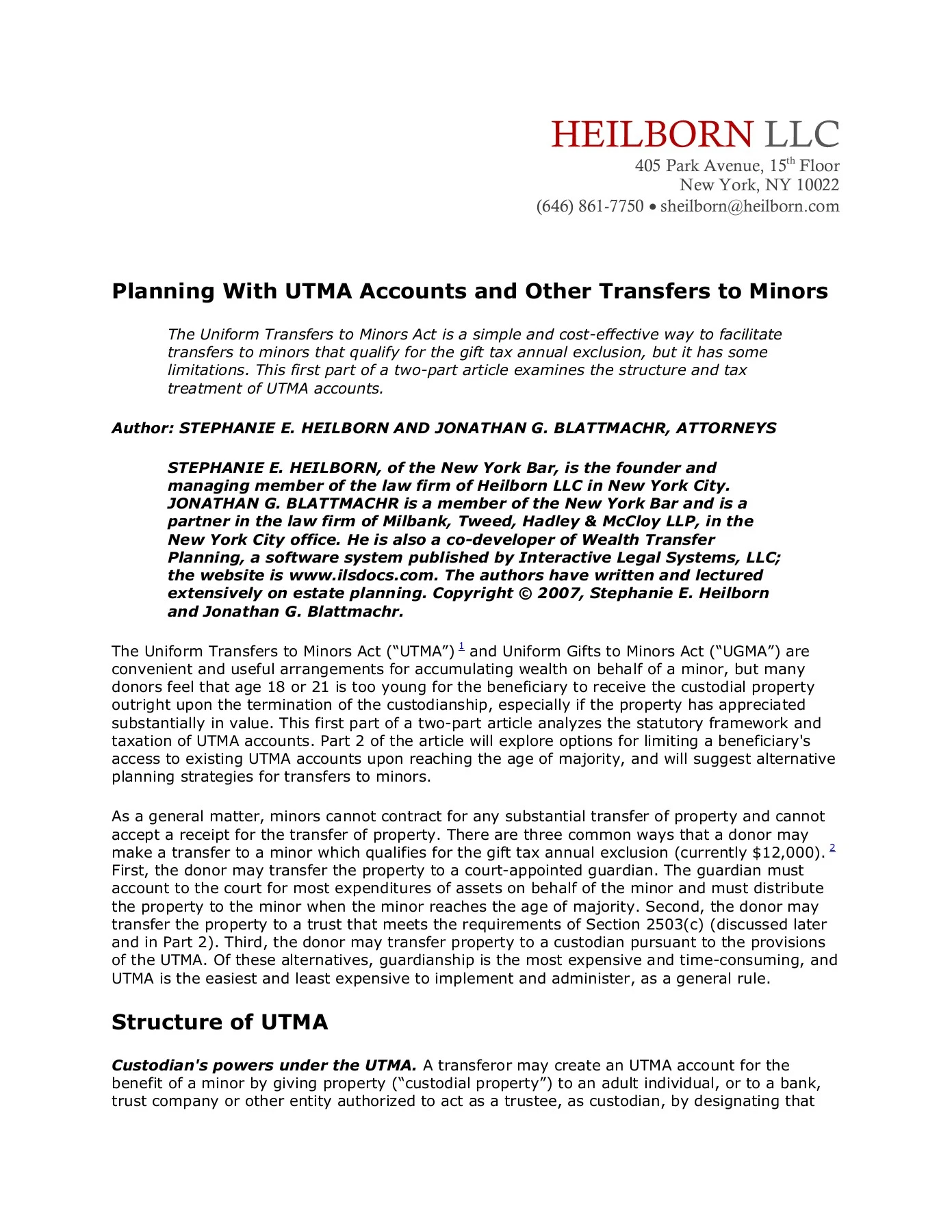 Utma Form Planning With UTMA Accounts and Other Transfers to Minors
