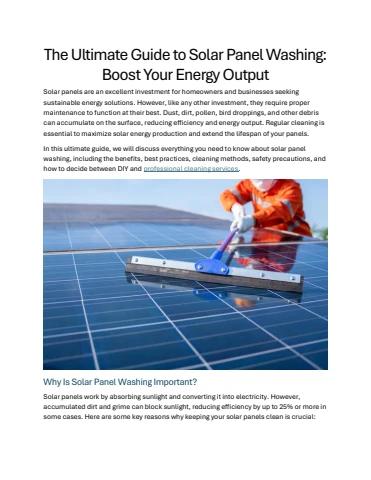 The Ultimate Guide to Solar Panel Washing